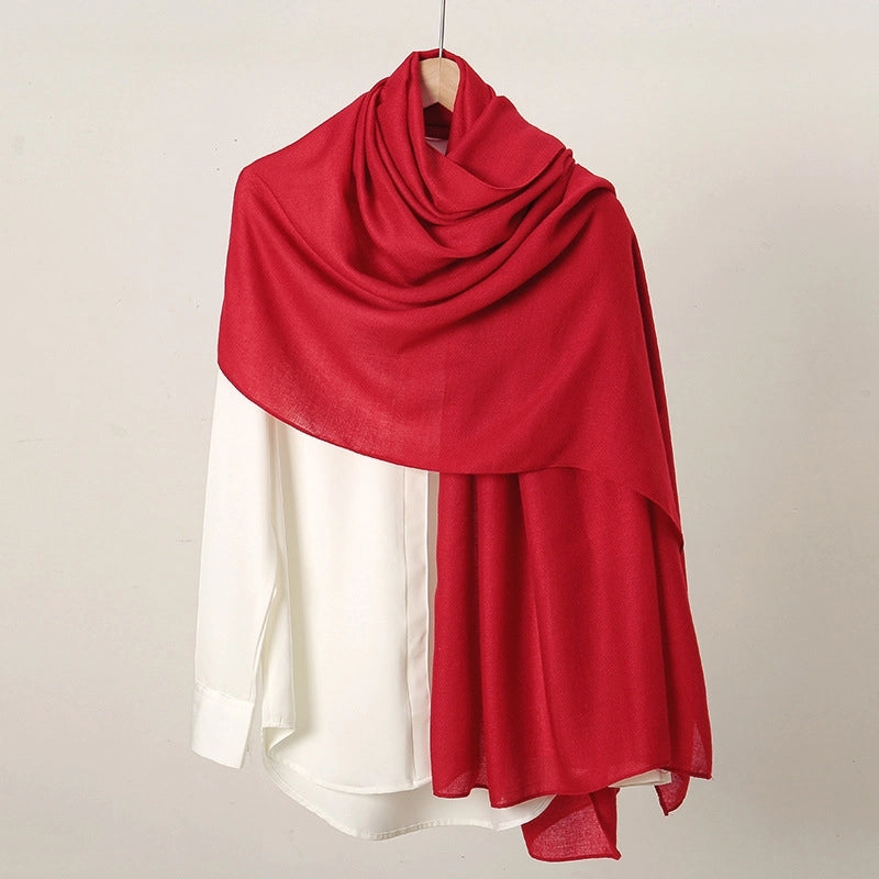 Women's Casual Sweet Solid Color Cotton And Linen Scarf