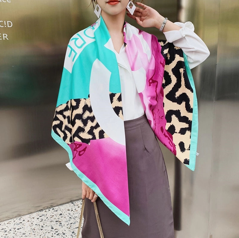 Women's Elegant Minimalist Plant Polyester Silk Scarf