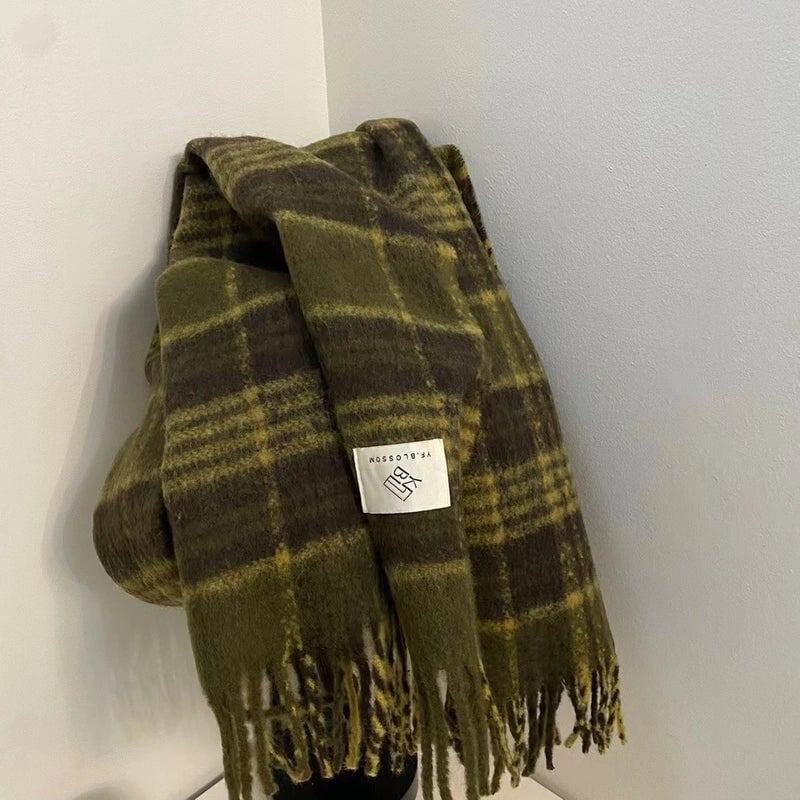 Women's Basic Plaid Polyester Scarf