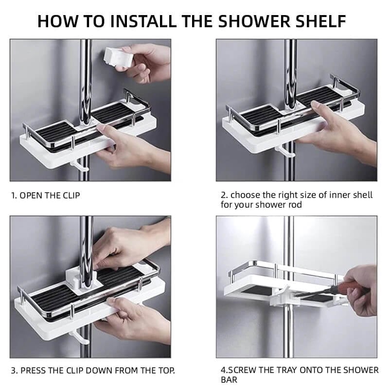 🔥Hot sale🔥 Shower rod storage shelf