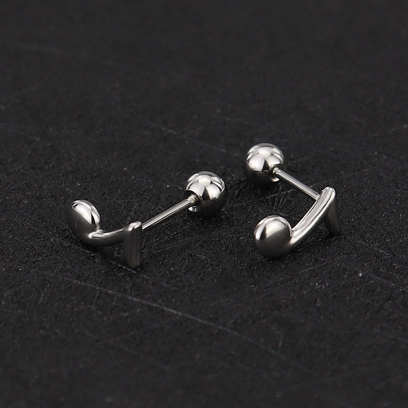 1 Piece Cute Minimalist Geometric Animal Crown Plating Titanium Steel Ear Studs
