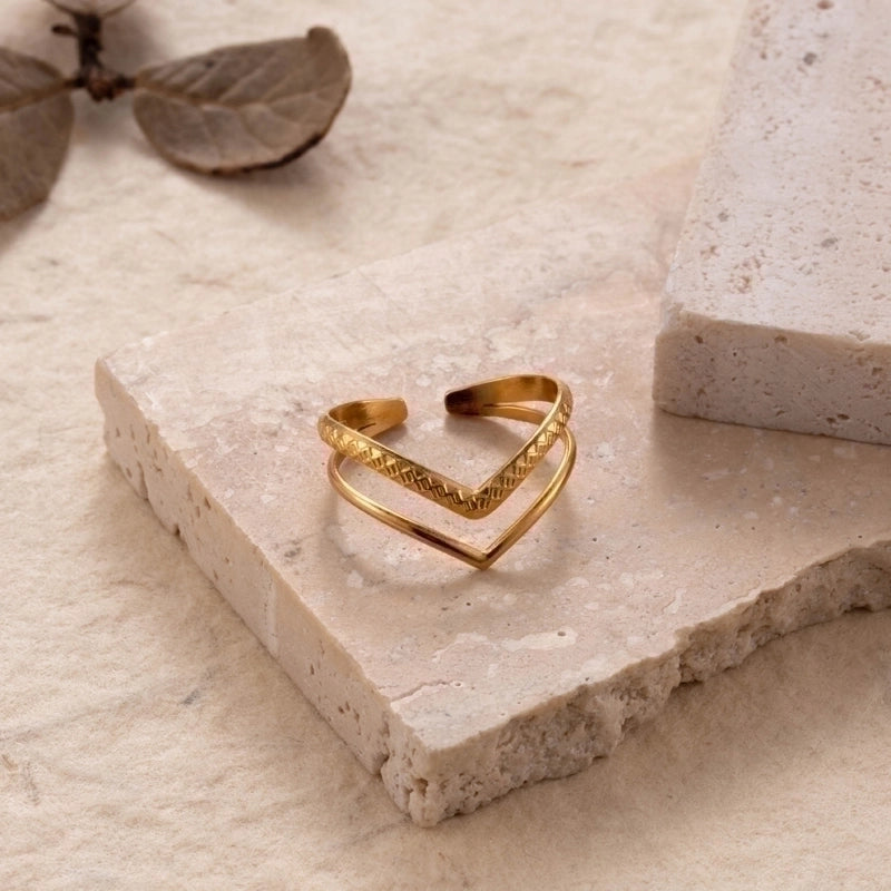 INS Style Minimalist Leaf Solid Color 304 Stainless Steel Plating Hollow Out Open Ring