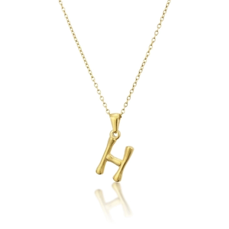 Platform New Stainless Steel Antique Slub-shaped 26 Letter Necklace Hot Gold English Titanium Steel Pendant