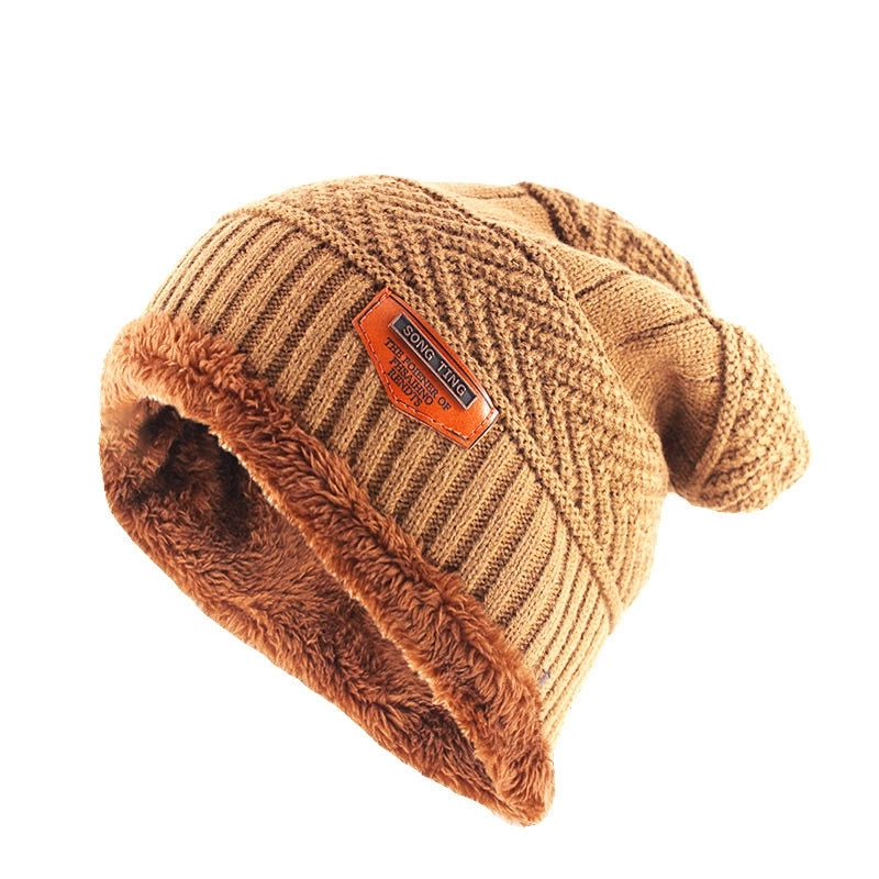 Autumn And Winter Men's And Women's Same Knitted Winter Hat Fleece-lined Thick Warm Pullover Hat Outdoor Ear Protection Casual Wool Hat