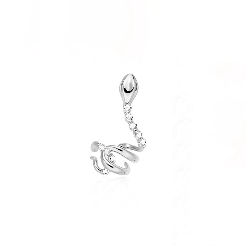 1 Piece Retro Cool Style Snake Inlay Copper Zircon Ear Cuffs