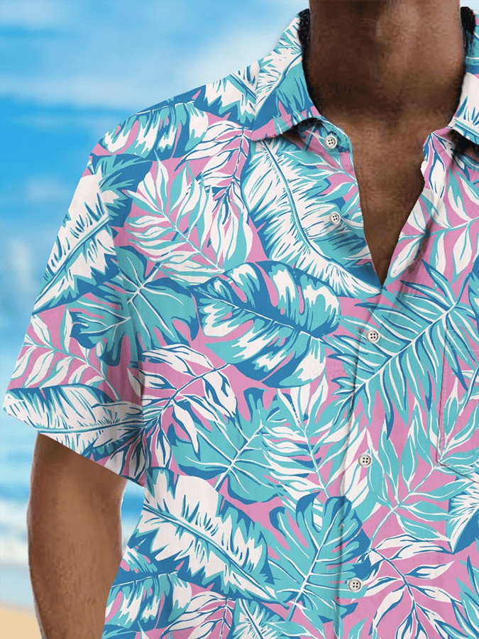 Men's Art Hawaiian Short Sleeve Pockets Shirt