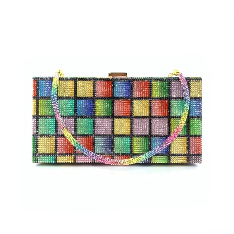 Polyester Stripe Plaid Square Evening Bags