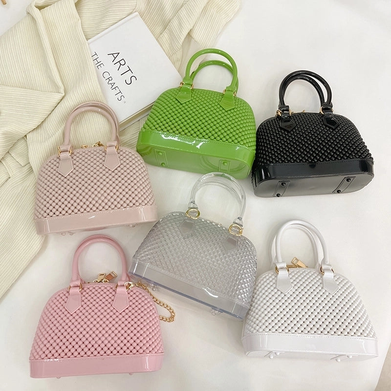 Women's Pvc Solid Color Fashion Shell Zipper Shoulder Bag Crossbody Bag Dome Bag