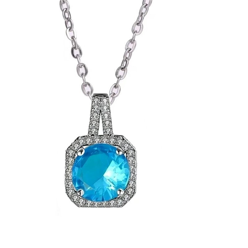 201 Stainless Steel White Gold Plated Gold Plated Classic Style Plating Inlay Square Glass Zircon Pendant Necklace