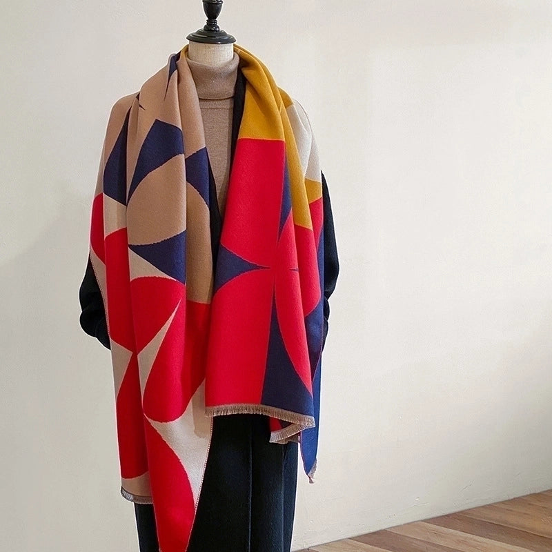 Women's Minimalist Classic Style Color Block Imitation Cashmere Printing Scarf