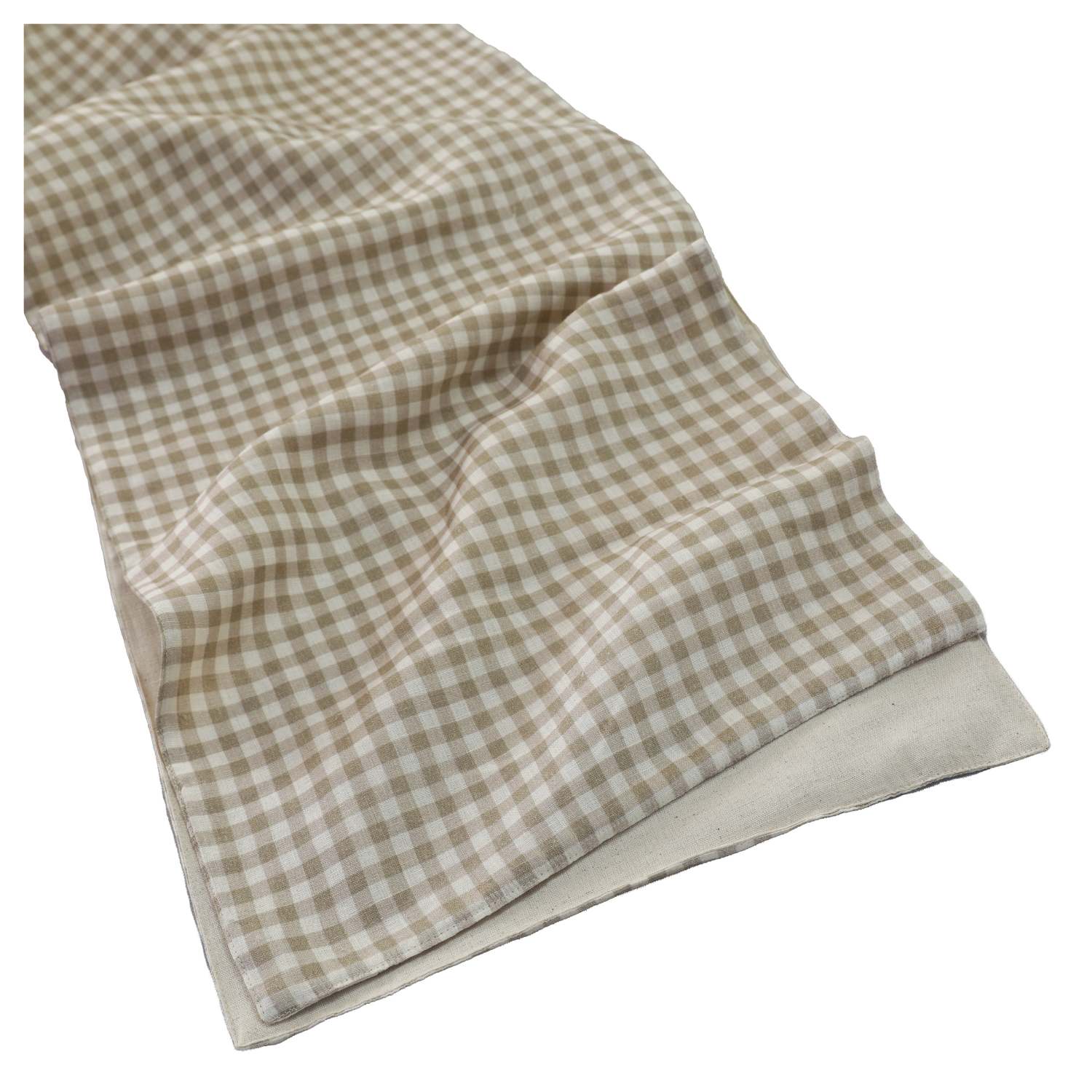 Natural Gingham Check 100% Linen Table Runner