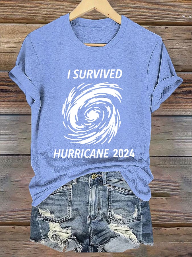 Women's 'I Survived Hurricane 2024' Print T-Shirt