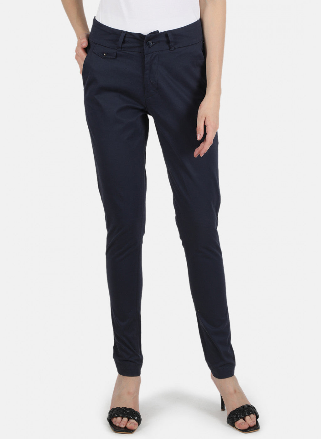 Women Navy Blue Slim Fit Trouser