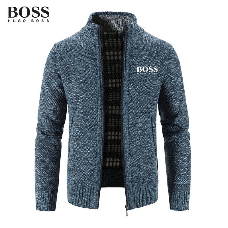 BOSS Men Band Collar External Trench Coat