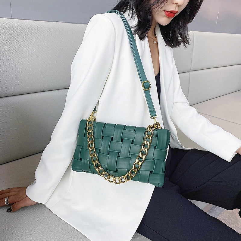 Women's Medium Pu Leather Solid Color Classic Style Zipper Shoulder Bag