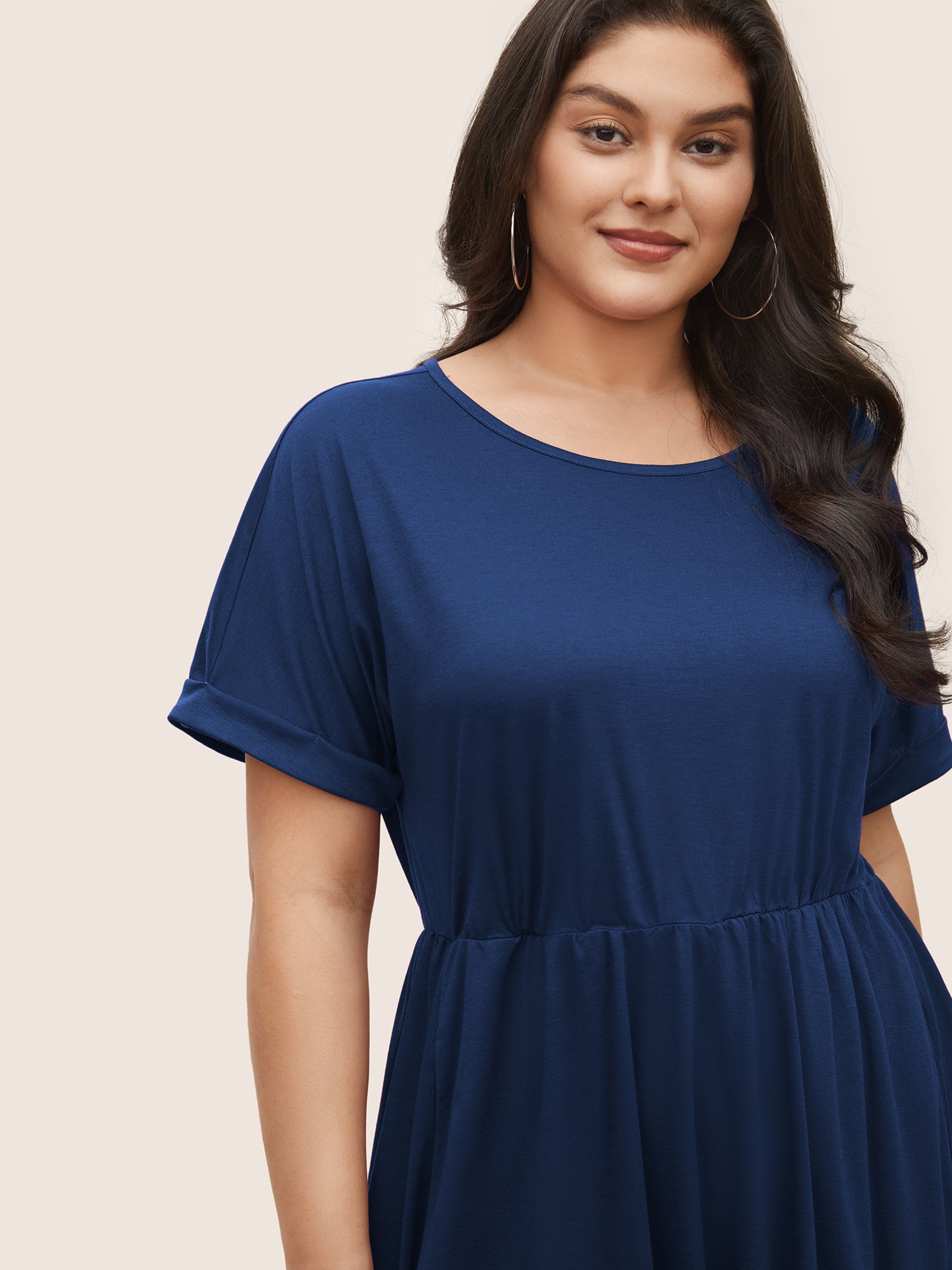 Supersoft Essentials Solid Pocket Cuffed Sleeve Dress