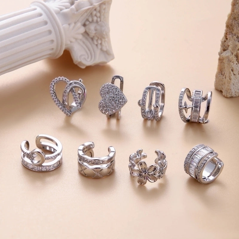 1 Piece Ear Cartilage Rings & Studs Cute Cool Style Geometric Heart Shape Copper Plating Inlay Zircon
