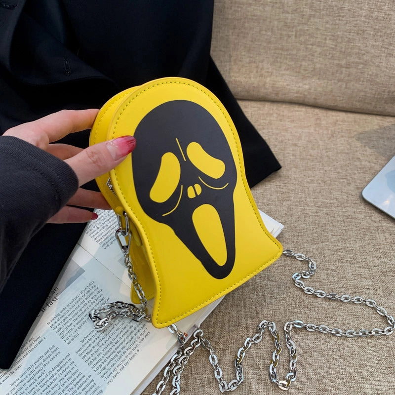 Halloween Women's Pu Leather Ghost Punk Streetwear Sewing Thread Zipper Crossbody Bag