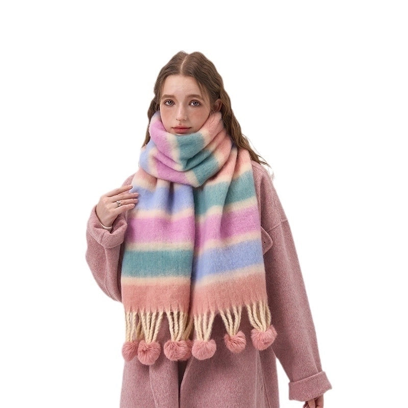 Women's Sweet Color Block Acrylic Scarf