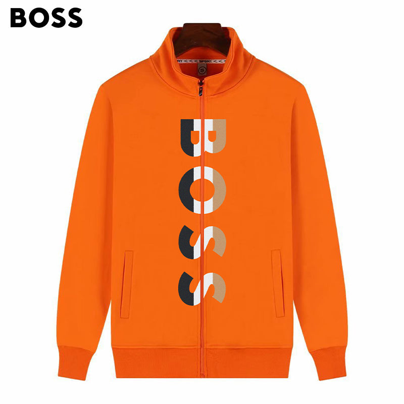 BOSS Fleece Zipper Stand Collar Sweatershirt for Autumn Winter