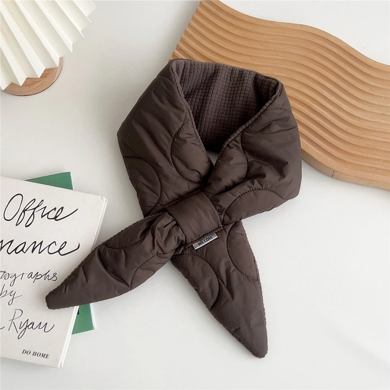Winter Socket Cross Small Ear Scarf Female  Lazy Fashion Thick Warm Neck Protection Small Scarf