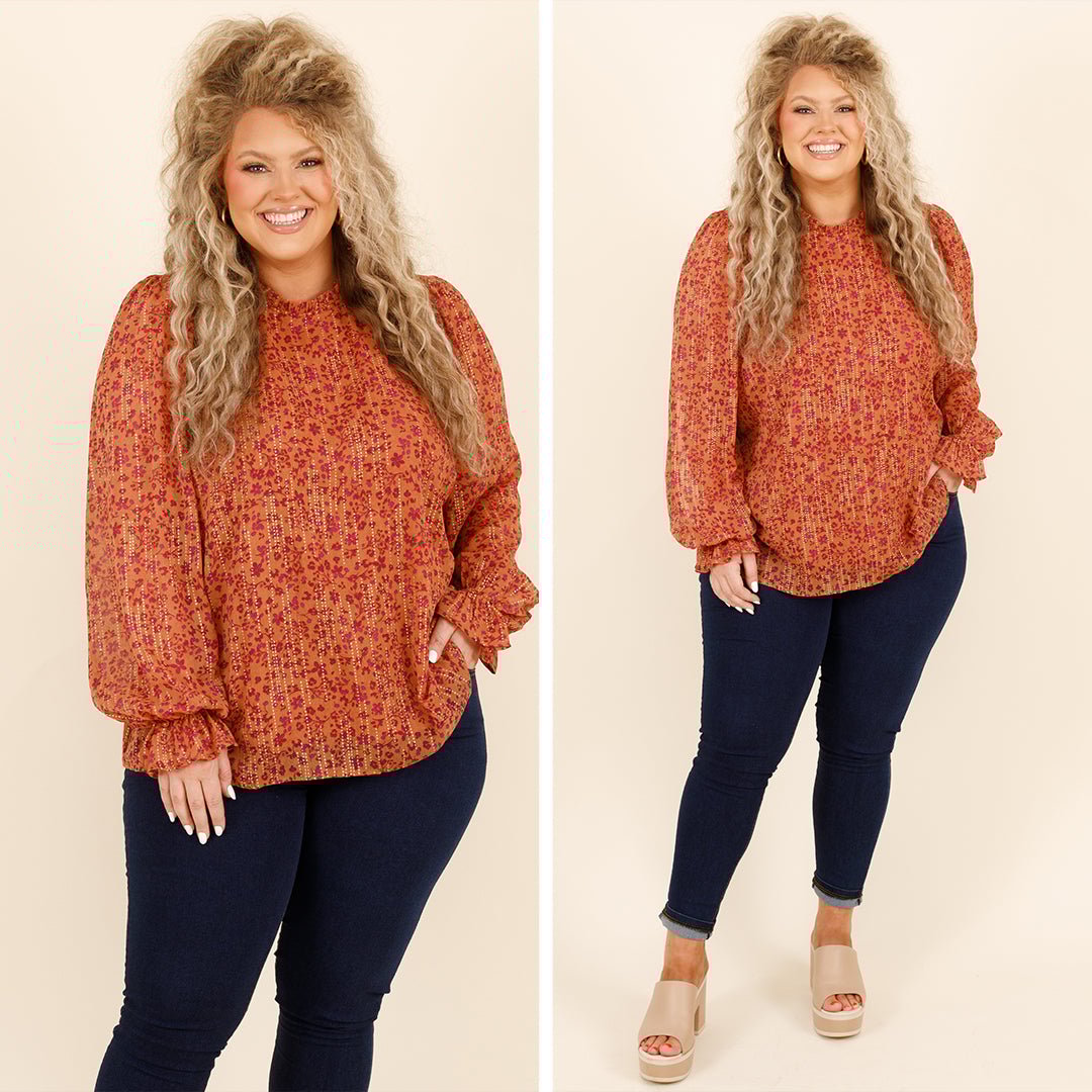 Fluttery Blouse. Rust Magenta