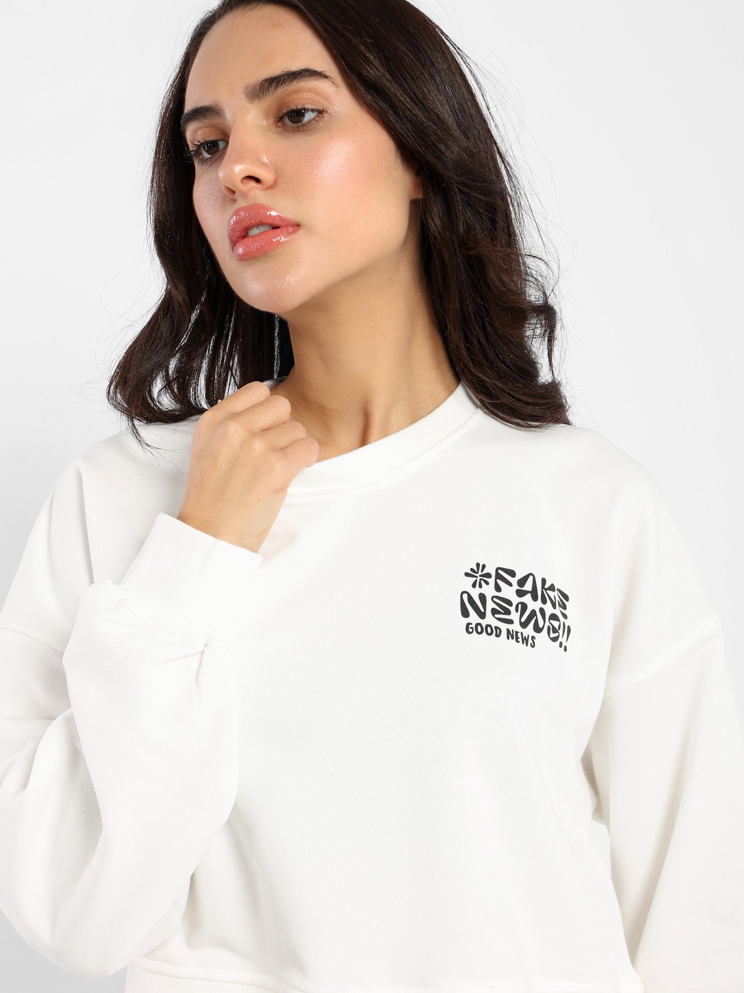 Cropped Sweatshirt with Place Print