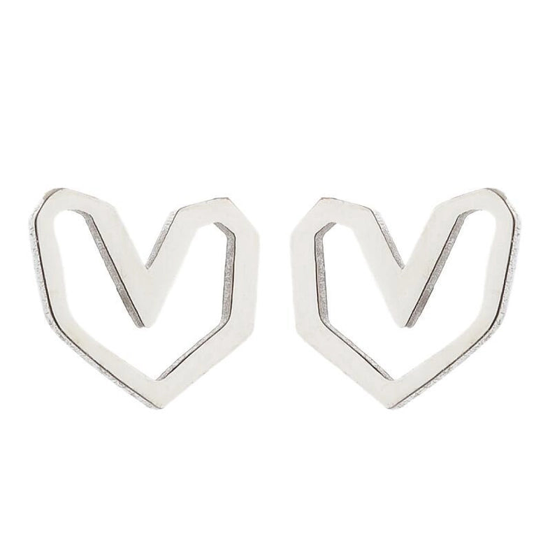 1 Pair Minimalist Heart Shape Plating 304 Stainless Steel 18K Gold Plated Earrings