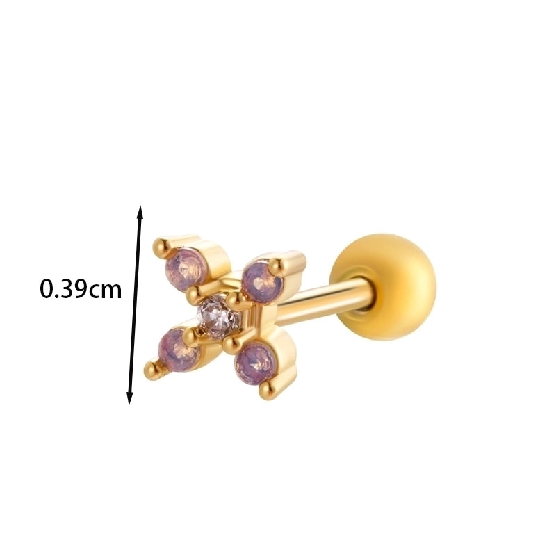 1 Piece Ear Cartilage Rings & Studs IG Style French Style  Water Droplets Flower Copper Inlay Zircon