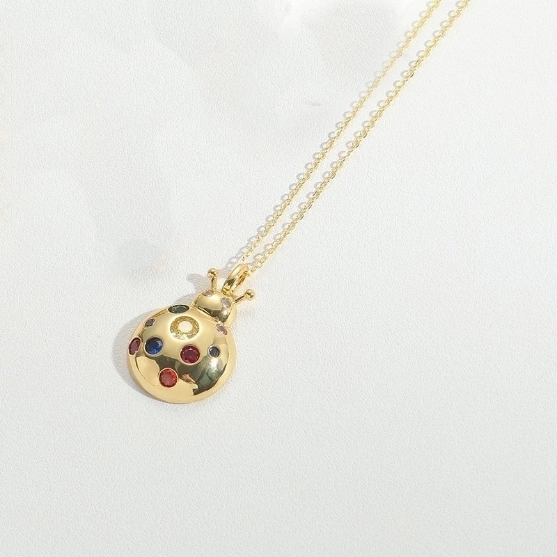 Copper 14K Gold Plated Vintage Style Minimalist Plating Inlay Butterfly Zircon Pendant Necklace
