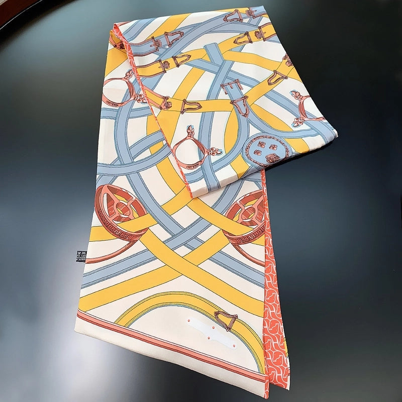 New Style Belt Lock Double-layer Printed Silk Scarf Twill Silk Scarf