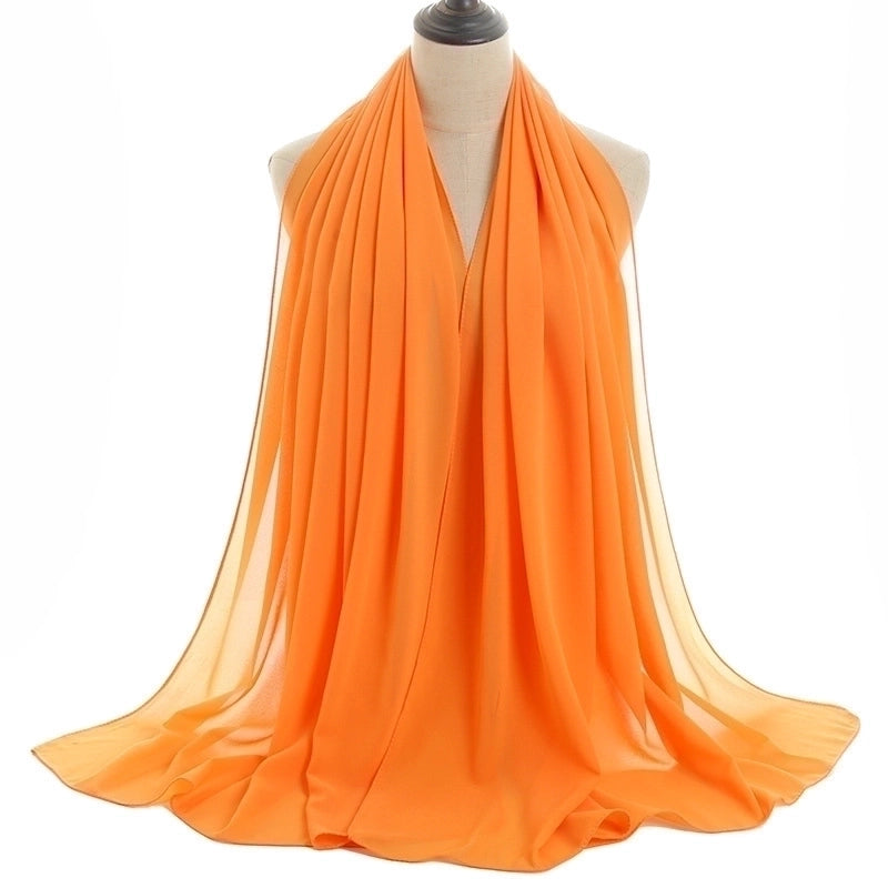 Women's Minimalist Solid Color Chiffon Cotton Linen Scarves