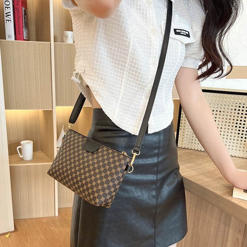 Women's Mini Pu Leather Printing Vintage Style Square Zipper Crossbody Bag