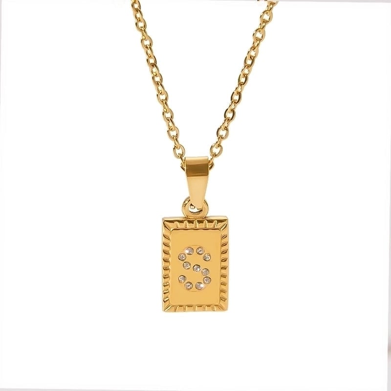 304 Stainless Steel Sweet Polishing Plating Inlay Letter Diamond Necklace