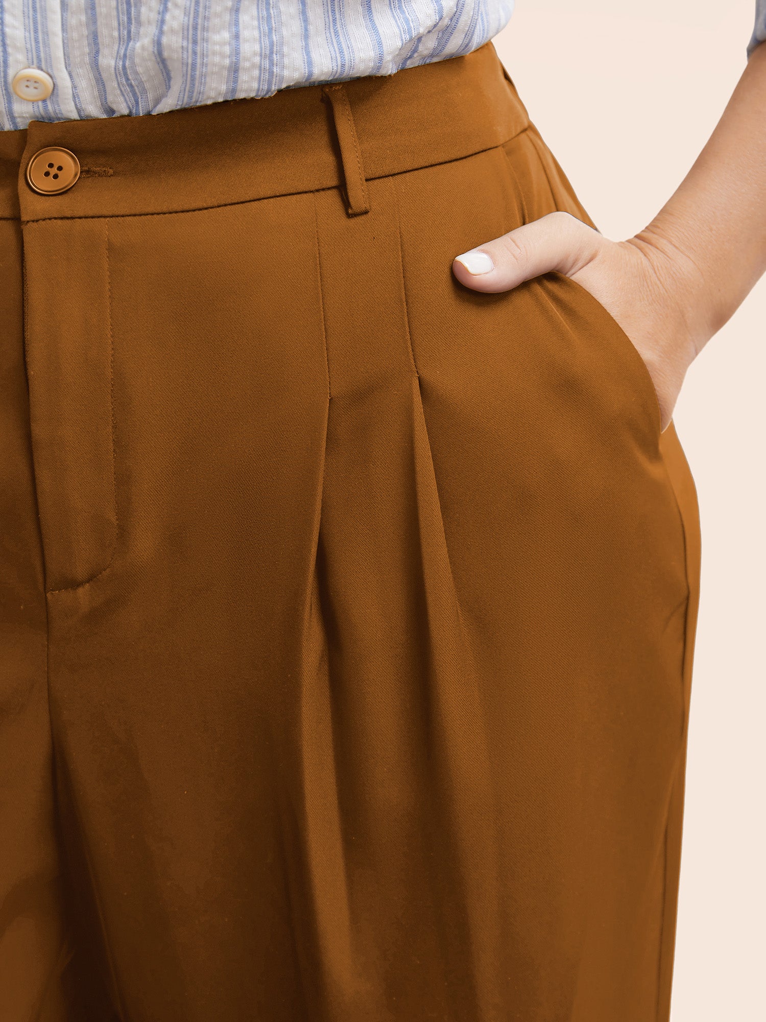 Stretch Woven Pleated Elastic Waist Pants