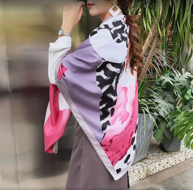 Women's Elegant Minimalist Plant Polyester Silk Scarf