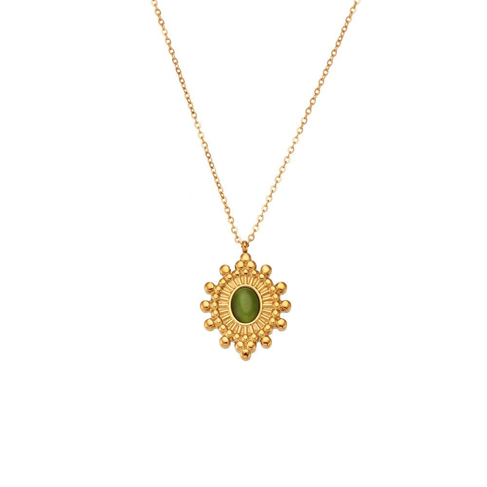 Fashion Ellipse Quadrilateral Round Geometric Stainless Steel 18K Gold Plated Necklaces
