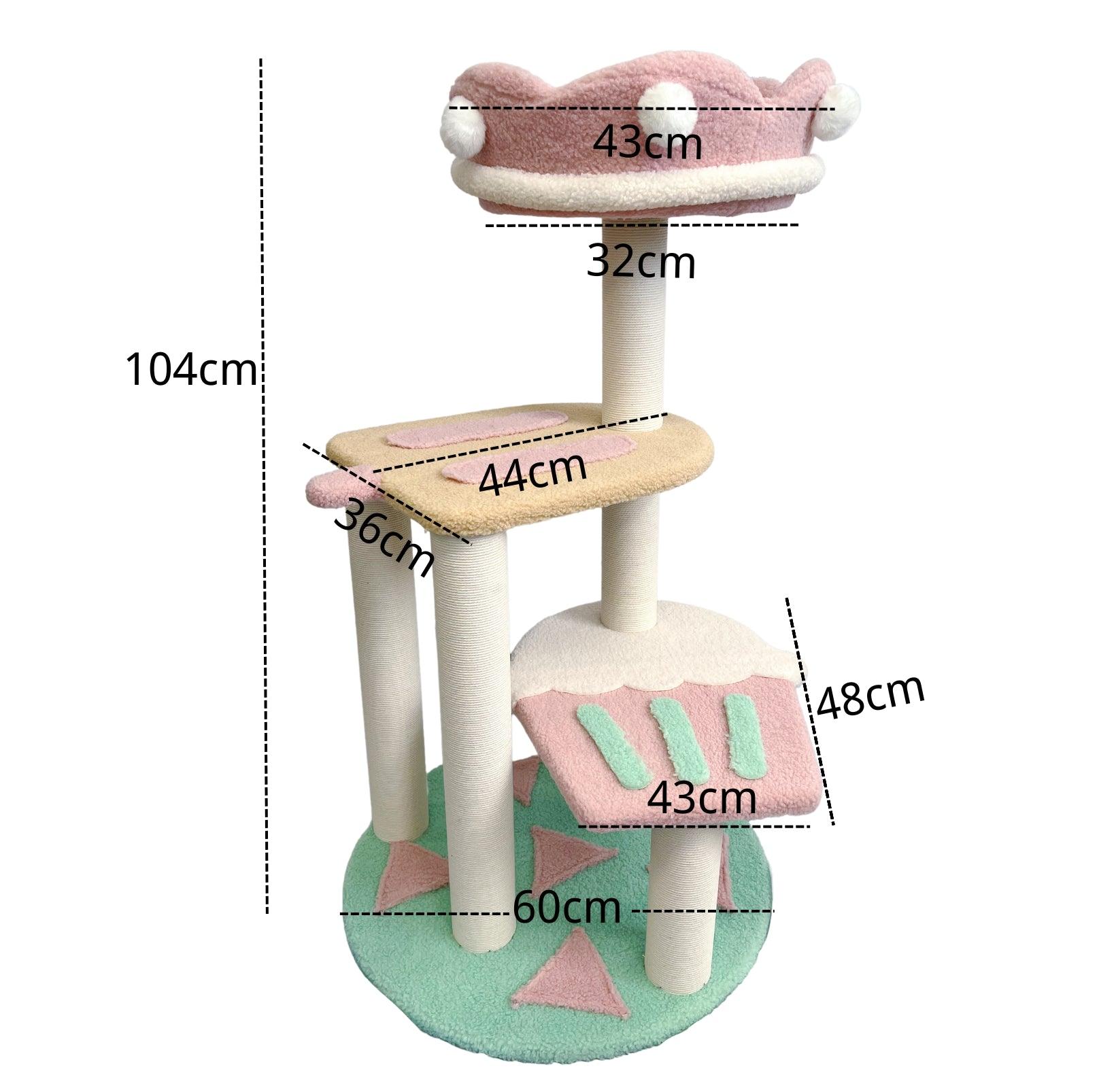 Ice Cream -Styled Cat Tree with Jumping Platforms & Top Bed