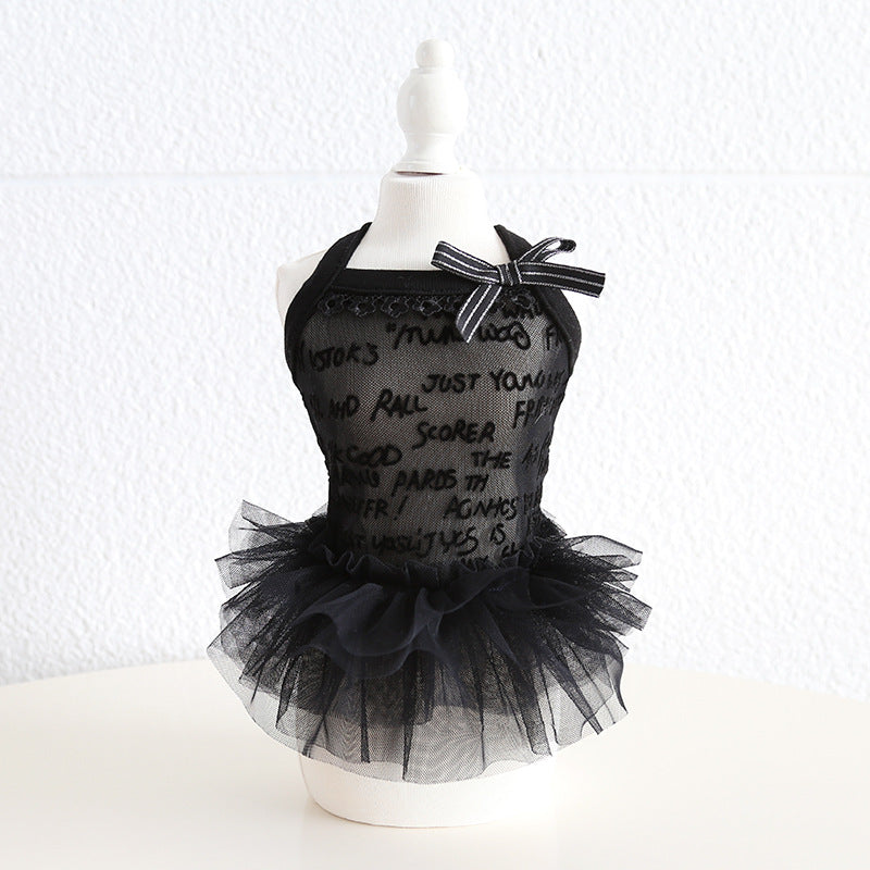 Sweet Letter Printed Lace Dog Cat Dress