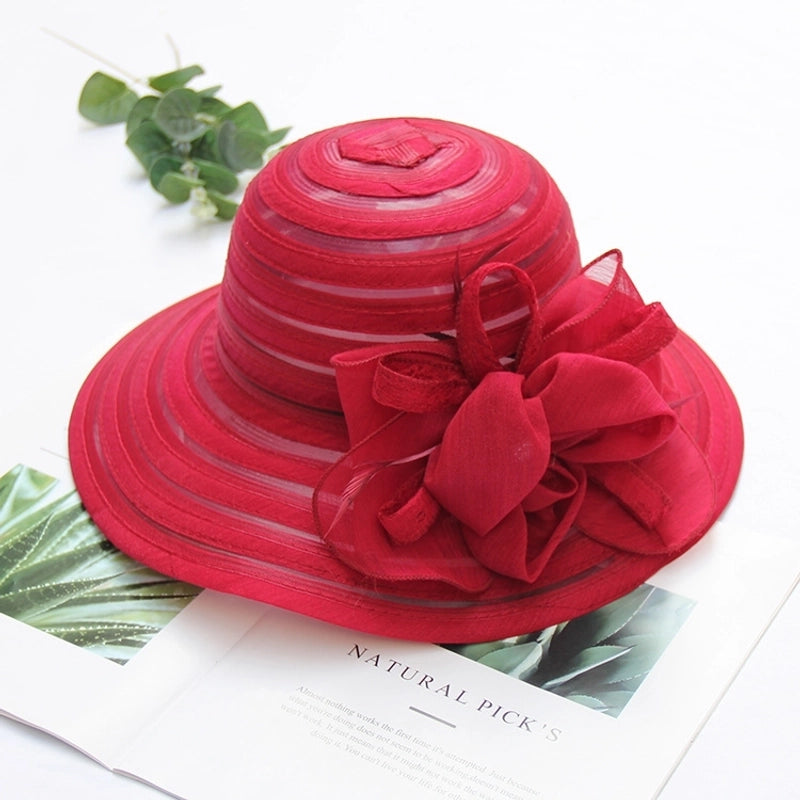 Women's Fashion Solid Color Flowers Flat Eaves Sun Hat