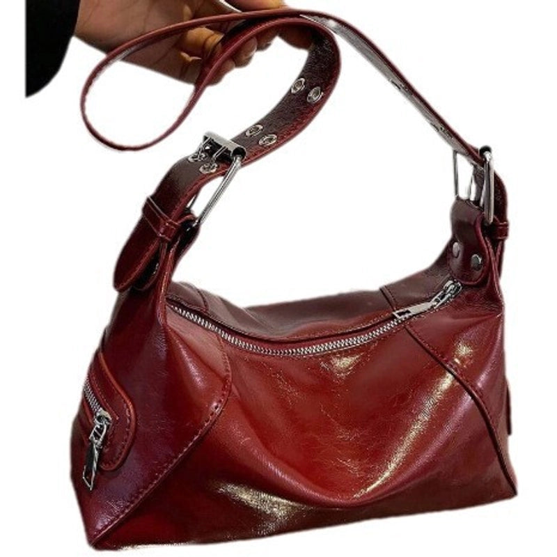 Women's Pu Leather Solid Color Classic Style Streetwear Pillow Shape Zipper Shoulder Bag Crossbody Bag