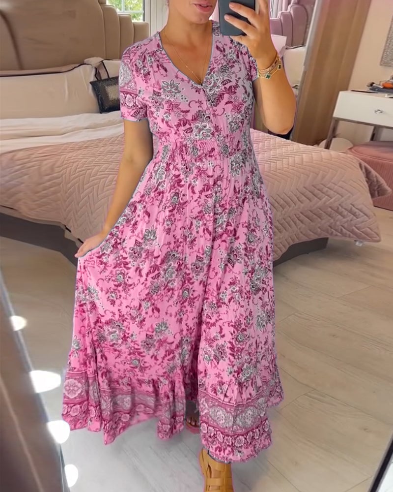 🎁LAST DAY SALE-49% OFF🎁Floral Print V-neck Dress