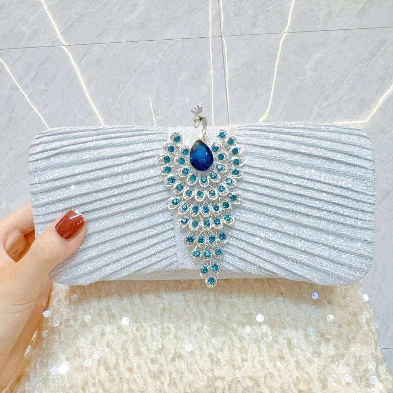 Gold Champagne Purple Polyester Solid Color Square Evening Bags