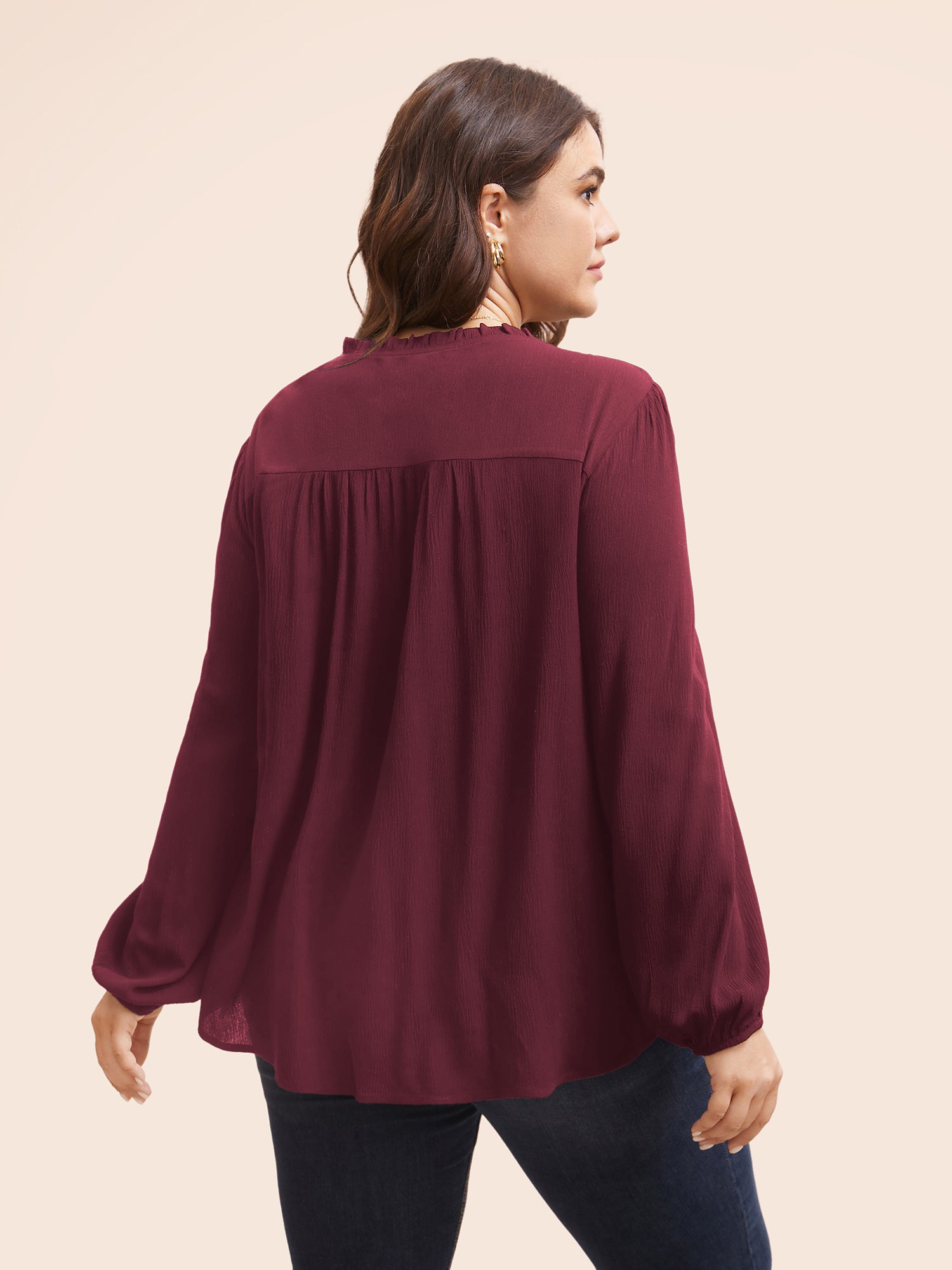 Lace Patchwork Pleated Ruffles Blouse