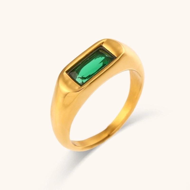 Lady Round Stainless Steel Plating Inlay Zircon 18k Gold Plated Rings