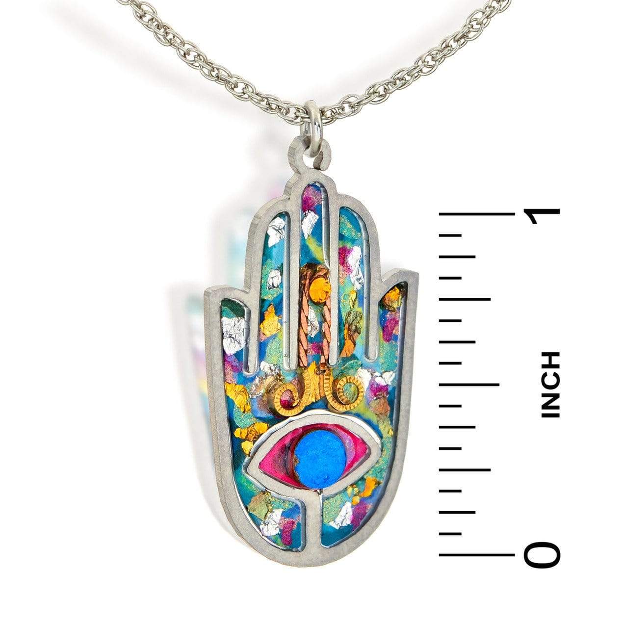 Seeka Handpainted Colorful Hamsa Necklace - Choice of Color