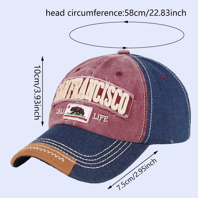Adults Casual Embroidery Commute Letter Color Block Embroidery Curved Eaves Baseball Cap