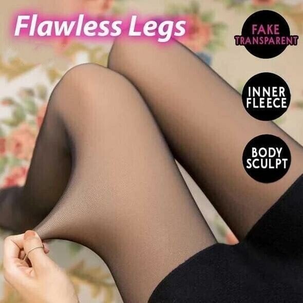 49% OFF🔥🔥-Flawless Legs Fake Translucent Warm Plush Lined Elastic Tights