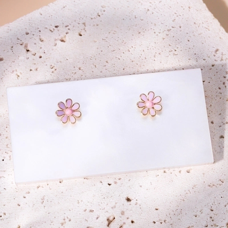 Minimalist Flower Plating 201 Stainless Steel 18K Gold Plated Ear Studs