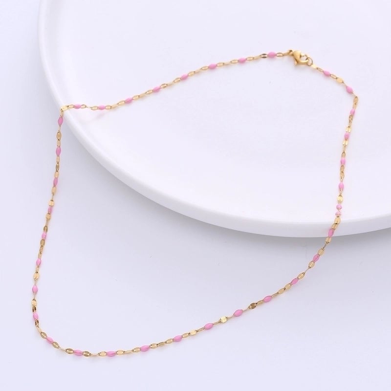 Minimalist Geometric 304 Stainless Steel Epoxy 18K Gold Plated Epoxy Chain Necklace
